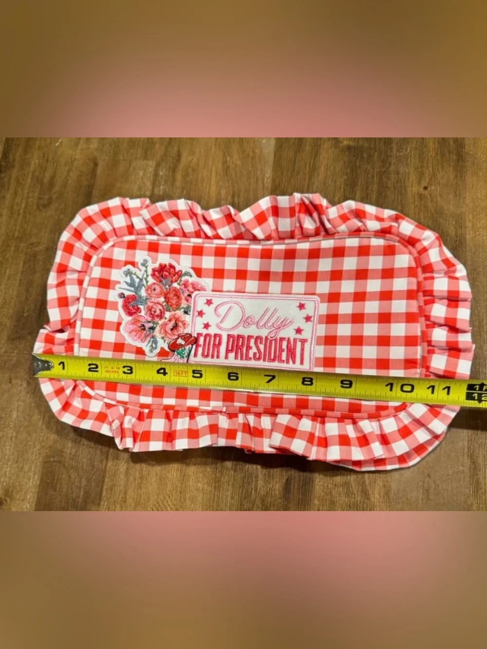 Dolly For President Red Gingham Makeup Bag.